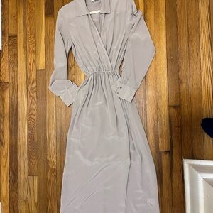 RAEY Long Sleeve Taupe  Dress 100% Silk